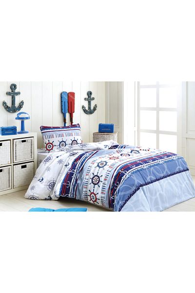 SENLİFE Set cuvertură de pilota unică Marina Cotton Ranforce