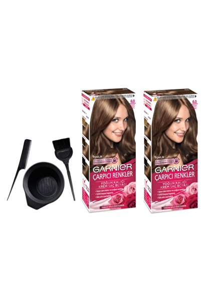 Garnier Çarpıcı Renkler 6.0 Yoğun Koyu Kumral 50ml X 2adet+boyama Seti