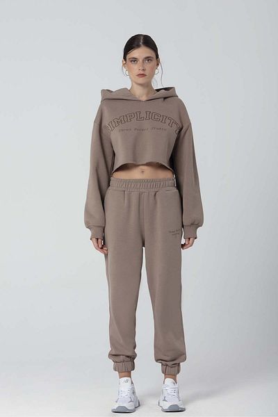 Wear Three Points Brown Simplicity Crop Sweatshirt
