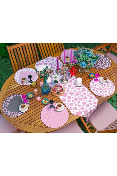 Realhomes Σετ 6+1 Soft Heart Designed Love Themed Flat Runner