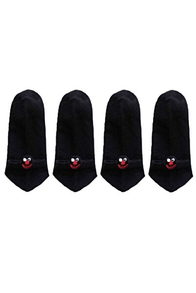 çorapmanya Unisex crne čarape sa izvezenim emojijima, 4 para