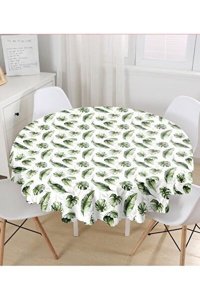 Realhomes Сучасна кругла скатертина з цифровим принтом із зображенням зелених...