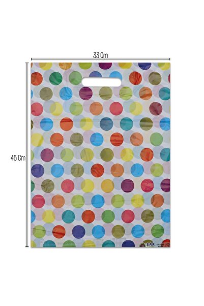 Genel Markalar No:3 (33*45) Renkli Puantiye Desenli Takviyeli Elgeçme Poşet 5...