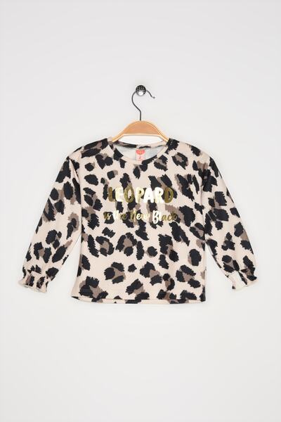 Koton Beige gemustertes Baby-Mädchen-Sweatshirt