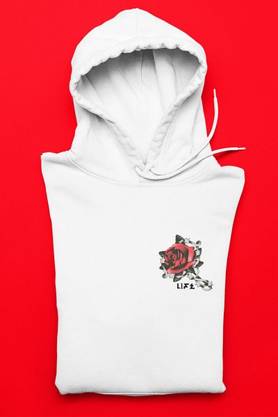 Jooy Company Φούτερ με κουκούλα Unisex White Life Rose