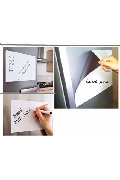 Dünya Magnet Mıknatıslı Manyetik Beyaz Tahta - 25cm X 35cm Katlanabilir Silinebilir Yazı Mesaj Tablosu + 2 Kalem