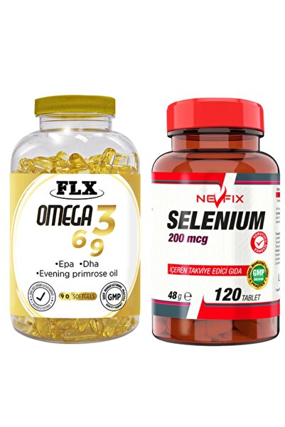 FLX أوميجا 3-6-9 زيت السمك 90 سوفتجيل ونيففيكس سيلينيوم 200 ماك جرام 120 قرص
