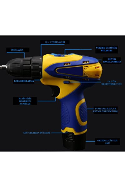 Daytona Mt12v-1 Çok Fonksiyonlu Elektrikli Hızlı Şarj Edilebilir Bataryalı Matkap 12v