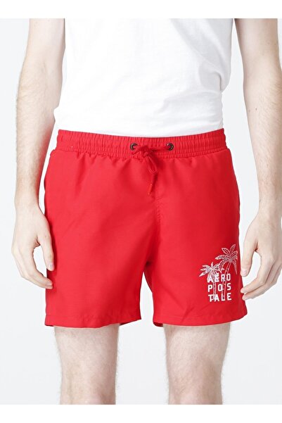 Aeropostale Standart Baskılı Kırmızı Erkek Şort Mayo