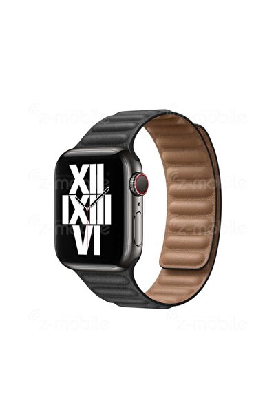 ZMOBILE Apple Watch 7 45 Mm Manyetik Baklalı Model Deri Kayış Kordon