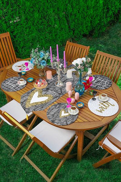 Realhomes 6+1 Alb-negru Stay & With Themed Supla Runner Set