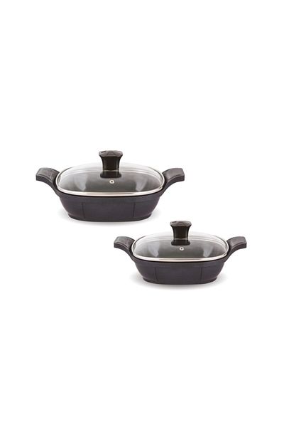 FMS Nirvana Square 2 Piece Granite Casting Pan Set Black