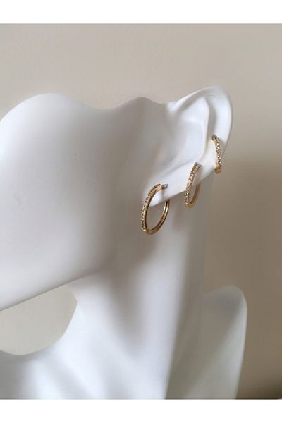 Âlâ Atelier Stoned 3-Piece Hoop Earrings Set Gold