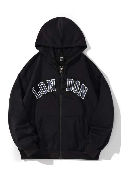 MANCY Ζακέτα φούτερ Unisex Μαύρη London με φερμουάρ