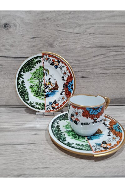 EMİRA HOME Hybrid-6 - 6-Person Double Patterned Turkish Coffee Set