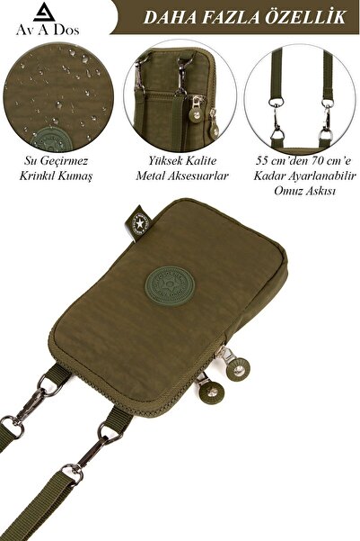 Suat Saraç Kadın Siyah Su Geçirmez Krinkıl Mini Telefon Cüzdan Boyun Askılı Ç...