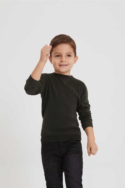 Lee Cooper Boy's Trixie O-Neck Sweater Khaki-Black 201 LCB241002
