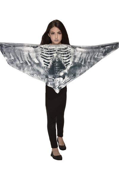 Herkese Kostüm Halloween Children's Skeleton Poncho Cloak Age 3-8