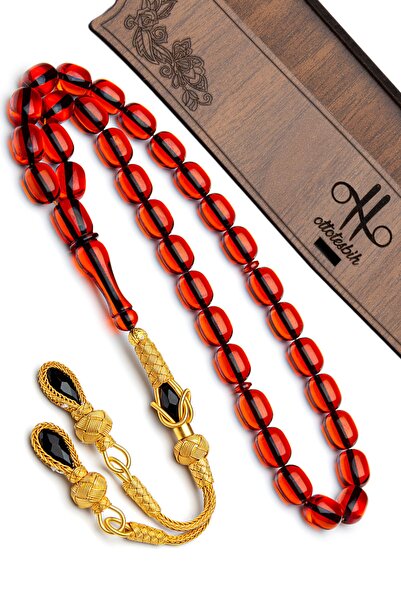 OTTOTESBİH Rozariu de chihlimbar de foc cu ciucuri de Kazaz, argint placat cu...