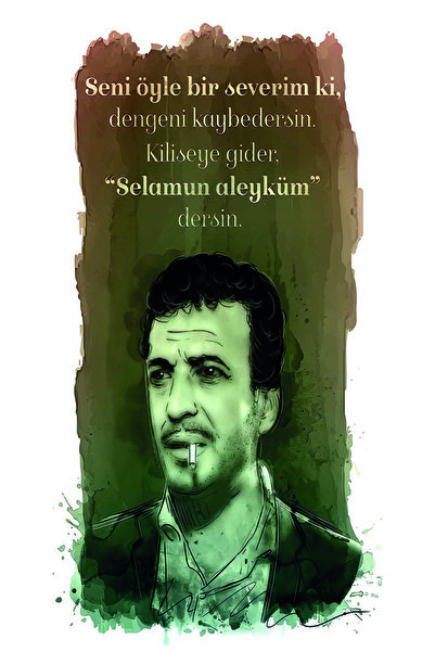 hediyeniburadabul Ξύλινη αφίσα σχεδιασμού της Τουρκικής Κινηματογραφίας Yeşil...