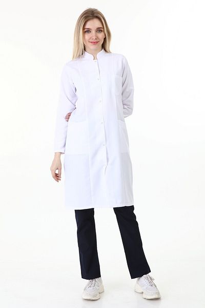 Palmiye Richter Collar Apron, Hijab Size White Apron, Doctor Apron, Hijab White Apron, White Apron