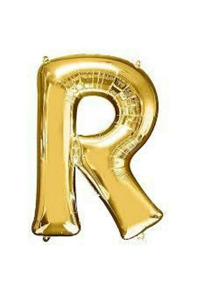 Mercan Star 16" Inch 40 Cm Foil Balloon Gold Color Letter '' R''