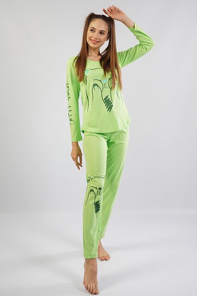 Espuar Women's Bear Patterned Combed Cotton Pajama Set