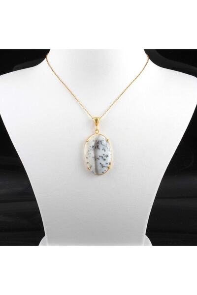 Haşimi Doğaltaş Dendrit Opal Doğal Taşlı Gümüş Kolye