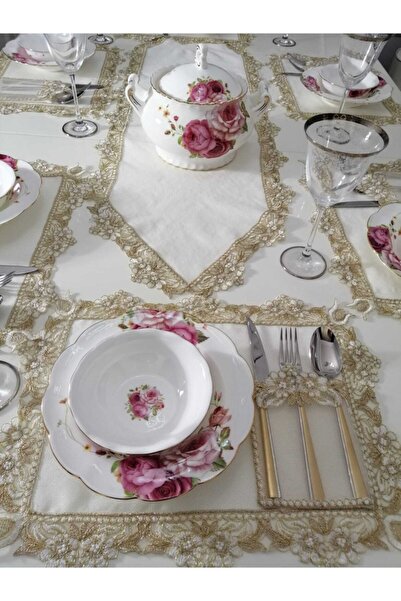 Lady Rio Amerikan Servis Nakışlı Supla Ve Runner Seti 8 Kişilik Masa Ve Sunum...