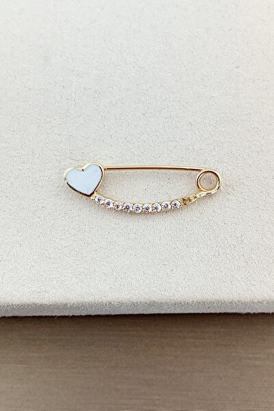 Seda Mücevherat Beyaz Kalpli Altın Bebek İğnesi