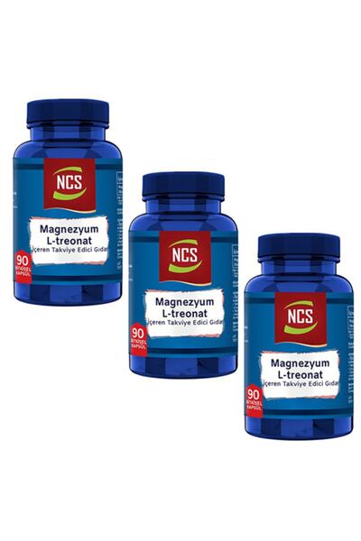NCS L-threonate Magnezyum Vejeteryan 90 Bitkisel Kapsül 3 Kutu