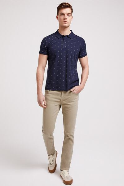 Lee Cooper Men's Pool Printed Pique Polo Collar T-Shirt Navy Blue 202 LCM242049