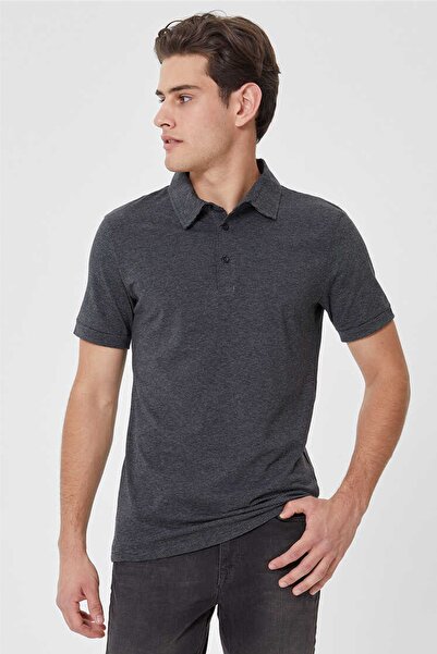 Lee Cooper Ανδρικό μπλουζάκι με γιακά πόλο Anthracite 202 LCM242050