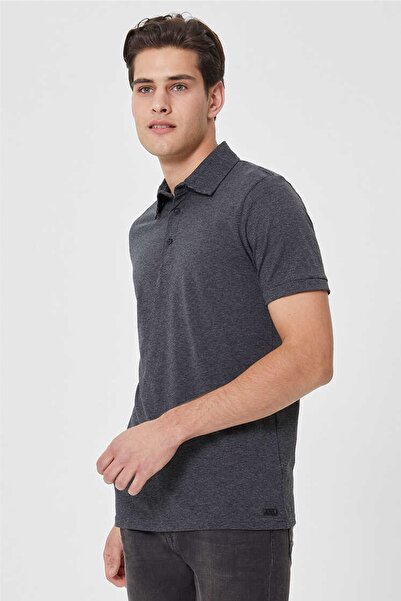 Lee Cooper Ανδρικό μπλουζάκι με γιακά πόλο Anthracite 202 LCM242050