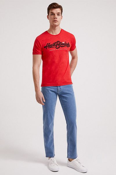 Lee Cooper Men's Heartbreaker O Neck T-Shirt Coral 202 LCM242001