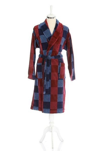 Özdilek Hawaiian Velvet Shawl Collar Bathrobe Size L Burgundy