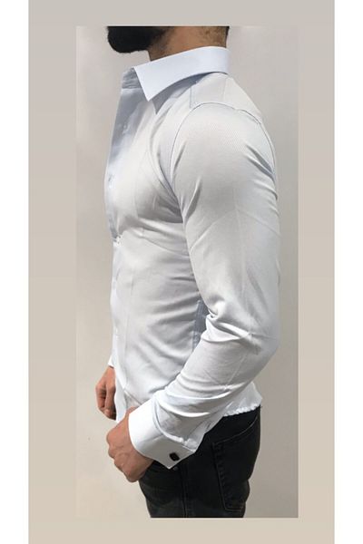 BYBÜLENT Мъжка риза спортна кройка slim fit slim fit стилна риза ледено синьо VR036