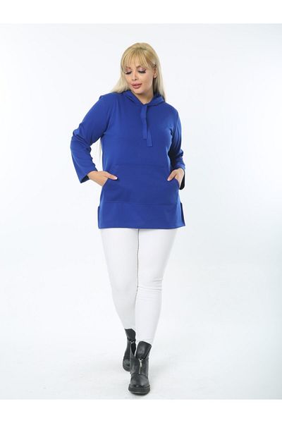 LİKRA Hanorac flexibil din oțel, albastru, cu buzunar cangur, cu glugă
