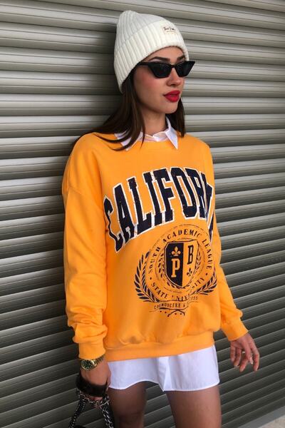 MODAGEN Γυναικείο φούτερ με στάμπα California σε κίτρινο χρώμα