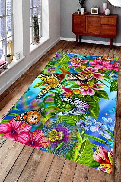 MODANOİVA Leke Tutmaz Yıkanabilir Kaymaz Dot Taban Dijital Baskı Salon Halısı...