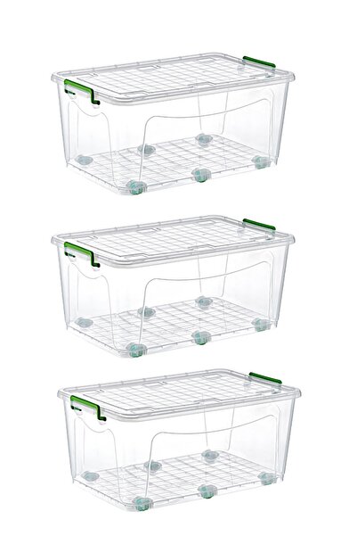 Şenyayla Plastik 3 Adet Maksi Plastik Tekerli Saklama Ve Düzenleme Kutusu 50 ...