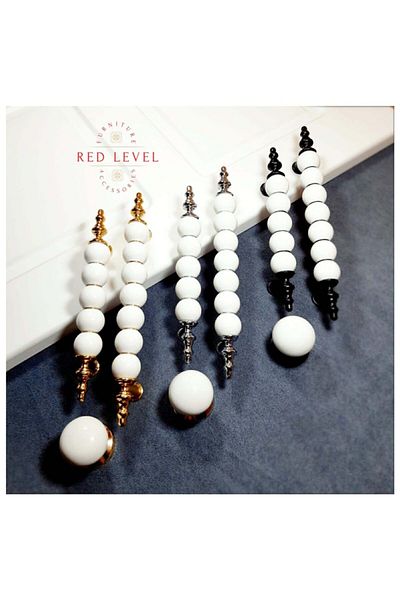 Red Level Bead 96 Mm Porcelain Look Handle Models Cabinet Drawer Furniture Kitchen Handle Chrome