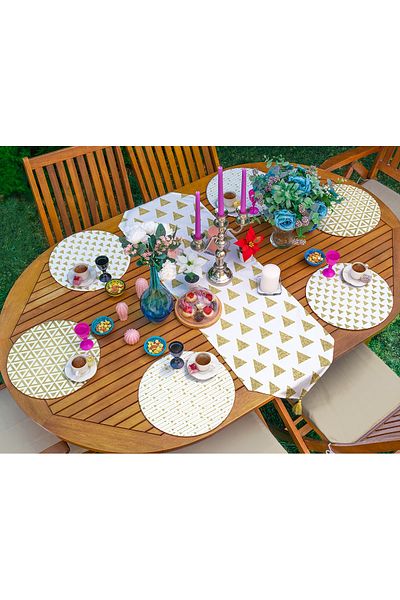 Realhomes Σετ 6+1 χρυσό φύλλο γεωμετρικών σχημάτων Special Design Supla Runner