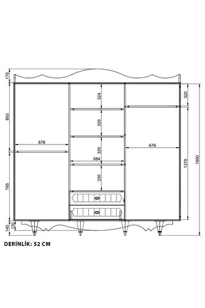 Rabi Cansu Country 6 Kapaklı 2 Çekmeceli Gardırop