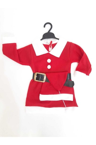 pazariz Kız Çocuk Bebek Kırmızı Noel Yılbaşı Kostümü Kıyafeti