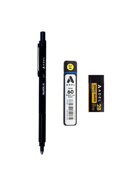 Adel Blackline Metal Body Versatile Pen Black-black 0.7 + 0.7 Nib 60's + Eraser