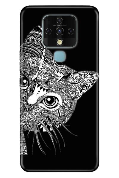 TECNO Camon 16 Kılıf Colored Resimli Silikon Tekir Kedi Mandala