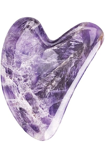 İLTERUS Ametist Kalp Gua Sha Yüz Masaj Taşı Premium
