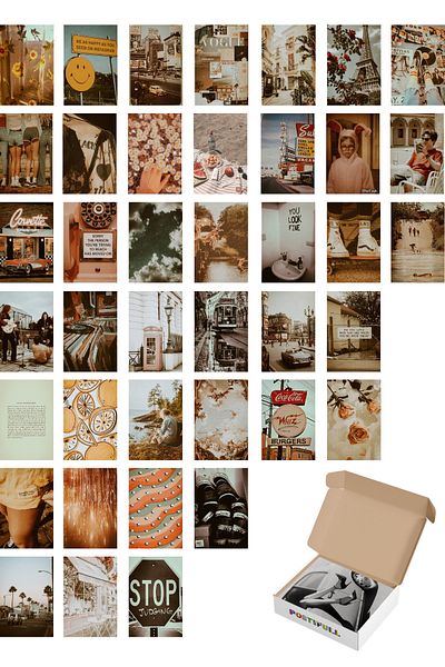 Postifull Vintage Collage Retro Σετ αφίσας τοίχου - 40 τμχ, 10cm*15cm, Πίσω Αυτοκόλλητο - Σετ σε κουτί