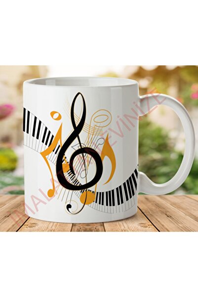 ART HEDİYE كوب مطبوع على الجانبين بموضوع الموسيقى